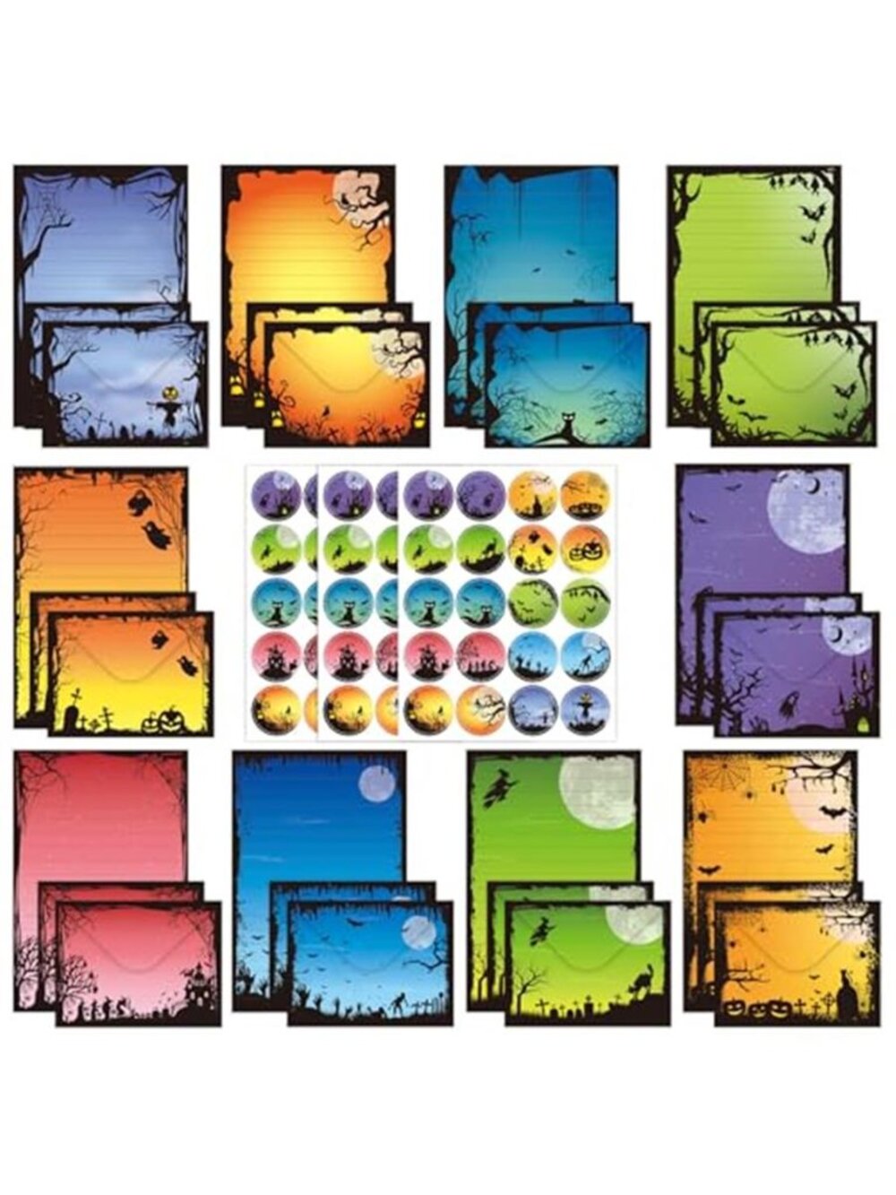 160 Pcs Halloween Stationery Set Letter and Envelopes